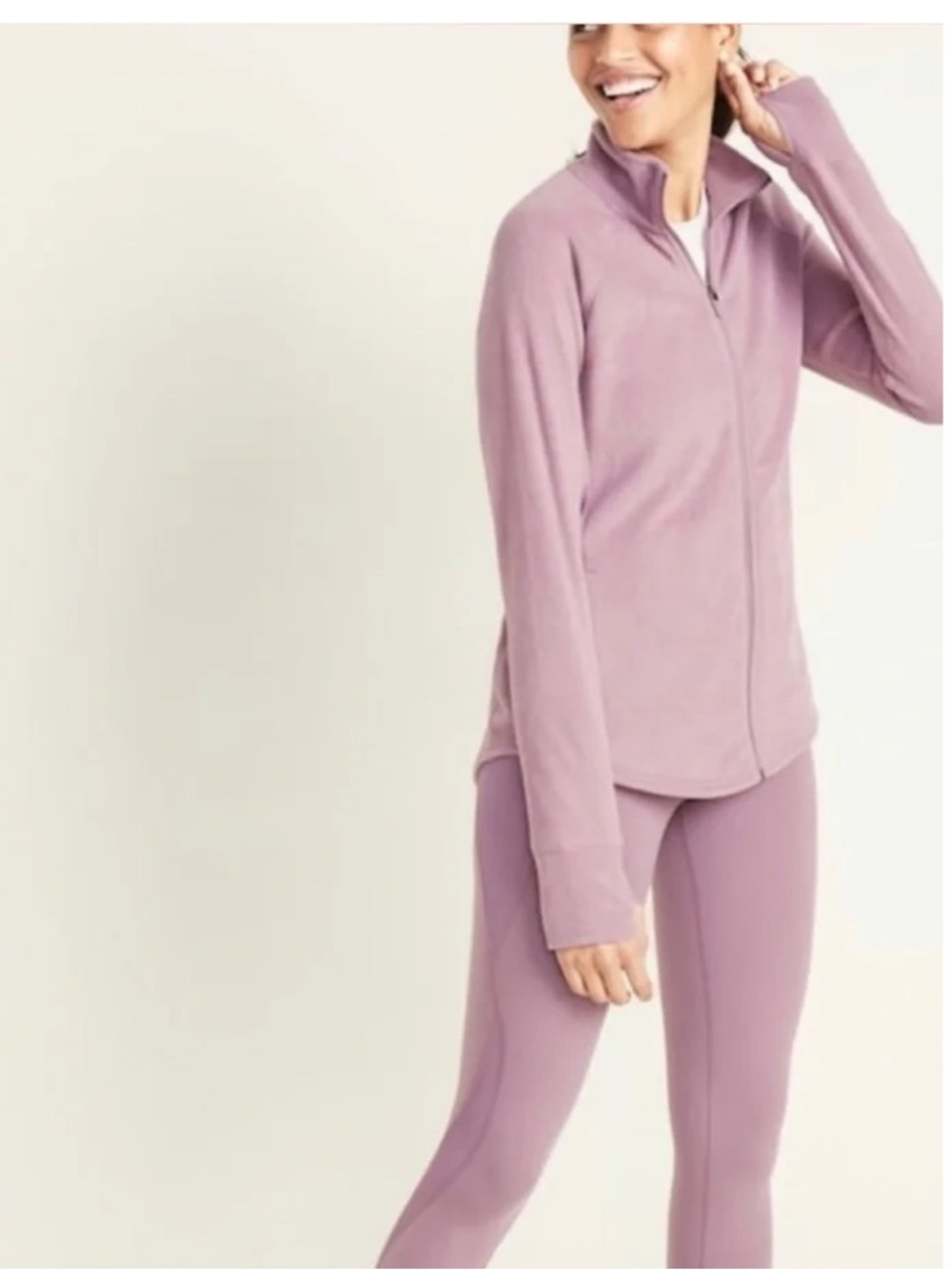 Old Navy Fleece Lilac Full-Zip Lightweight Jacket - Picture 3 of 8